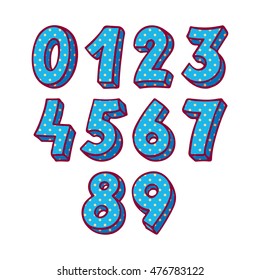 set of blue vector numbers. hand-drawn illustration
