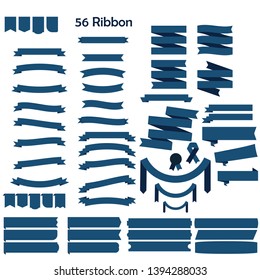 set of blue vector ribbon for ads and logo