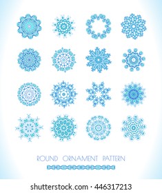 Set of blue vector snowflakes