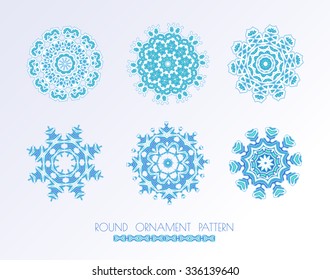 Set of blue vector snowflakes. Snowflake set for winter design.