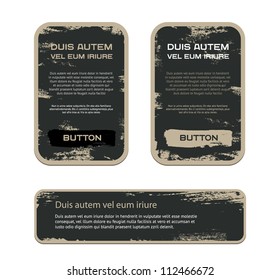 A set of blue vector vintage military style badges with grunge weathered paint background