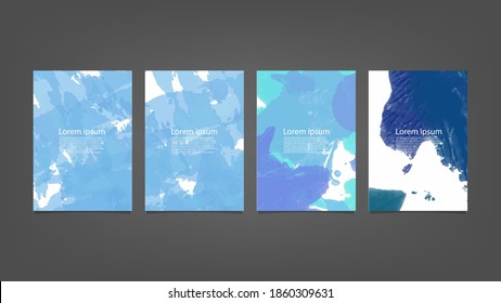 Conjunto de fondos de acuarela vectorial azul para afiches, folletos o volantes, Conjunto de afiches de acuarela, volantes o tarjetas. Plantilla de banner.