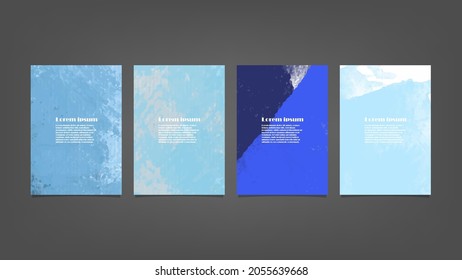 Set of blue vector watercolor backgrounds for poster, brochure or flyer, Bundle of watercolor posters, flyers or cards. Banner template.