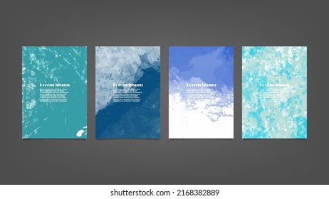 Set mit blauen Vektorhintergründen für Poster, Broschüre oder Flyer, Paket mit Aquarellplakaten, Flyer oder Karten. Bannervorlage.