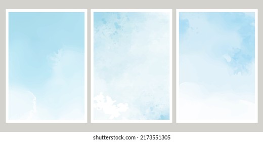 Set of blue vector watercolor backgrounds. Eps 10.