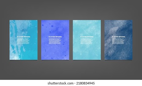 Conjunto de fondos de acuarela vectorial azul para afiches, folletos o volantes, Conjunto de afiches de acuarela, volantes o tarjetas. Plantilla de banner.