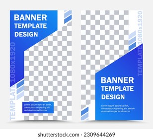 Set von blauen vertikalen Vektorbanner-Vorlagen