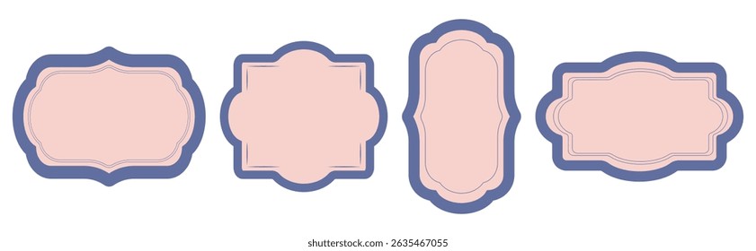 Un conjunto de marcos vintage azul de varias Formas. Plantillas para invitaciones de boda, aniversarios, celebraciones, cumpleaños, tags. Ilustración vectorial. Aislado.