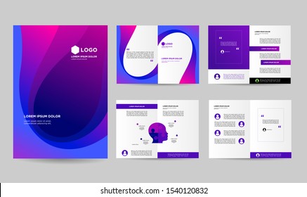set blue violet liquid brochure template design
