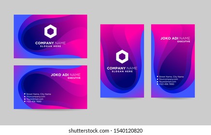 set blue violet liquid business card template design
