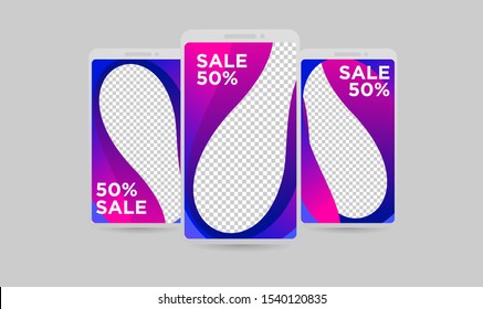 set blue violet liquid creative social media post template design