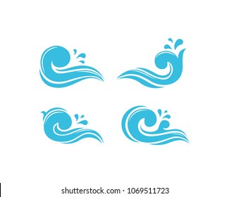 Set of Blue Water Abstract Wave Icon splash Logo 