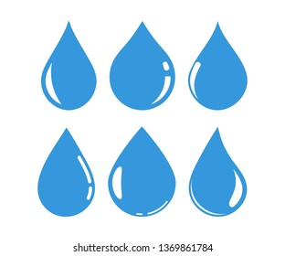 Set blue water drop icons. Vector illustration