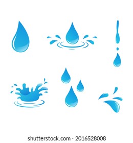 
Conjunto de iconos de caída de agua azul aislado fondo blanco. ilustración vectorial