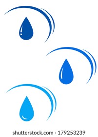 set with blue water drops with design elements