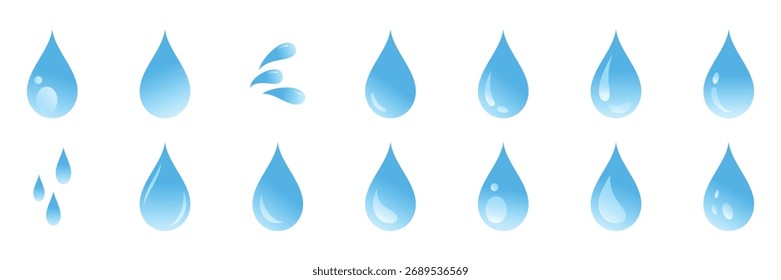 conjunto de azul água gotas elemento