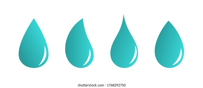 Set of blue water drops shapes. Vector illustration.