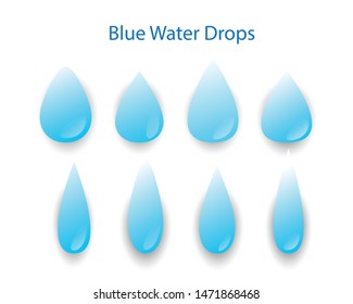 Set of blue water drops, vector design