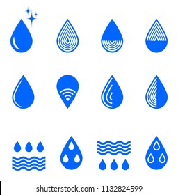 Set of blue water icons 