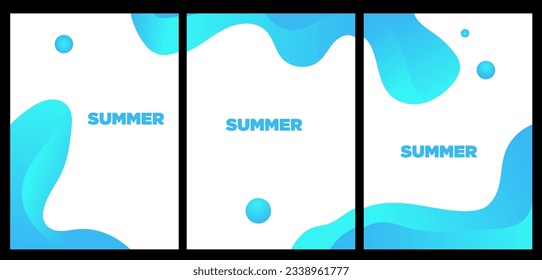 set of blue water wave. abstract style painting vector illustration