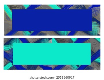 A set of blue watercolor brush banner backgrounds with gold border, can also be used for schools, companies, workshops, events and presentations, etc.