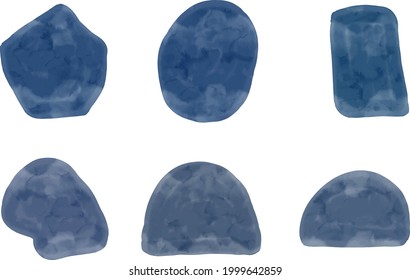 Set blue watercolor brush stroke splashes