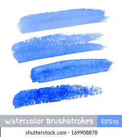 Set of Blue Watercolor Brush Strokes, vector illustration 