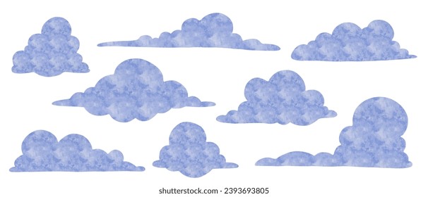 Conjunto de nubes de color azul. Gráficos vectoriales.