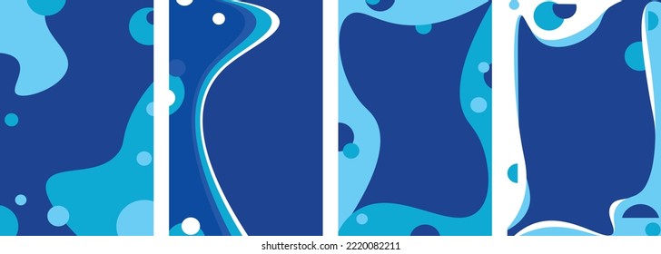 set of blue wave abstract backrounds