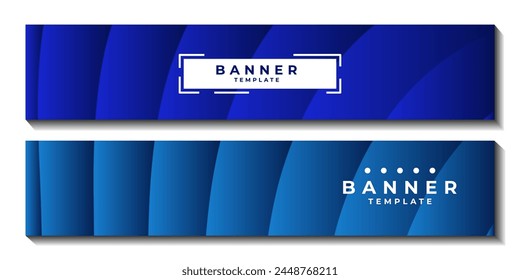 set of blue wave banner background with glowing lines