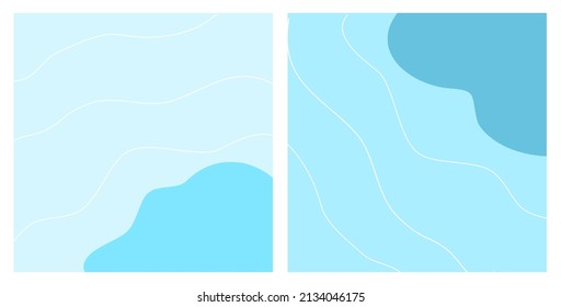 Conjunto de ondas azules con ilustración vectorial de fondo de línea curva dibujada a mano.