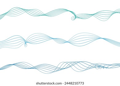 Establecer fondo de patrón de línea de onda azul. Ilustración vectorial. Colección