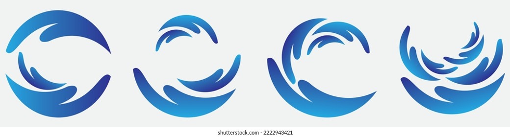 Set Blue wave logo vector. water wave illustration template design