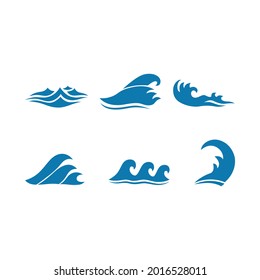 Set of  blue waves icons isolated white background. vector illustration