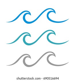 Set Blue Waves Line Logo Template Illustration Design. Vector EPS 10.