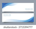 set of blue wavy gradient banner for presentation or business template horizontal background