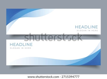 set of blue wavy gradient banner for presentation or business template horizontal background