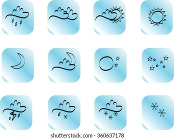 Set of blue weather icons