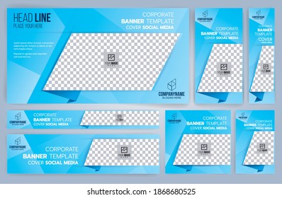 Set von Blue Web-Banner-Vorlagen, Standardgrößen mit Leerzeichen. Vektorgrafik
