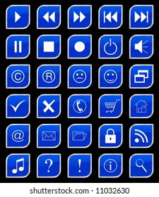 Set blue web buttons. Vector illustration