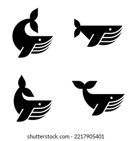 Set of Blue Whale, Blue Whale Logo. Icon design. Template elements