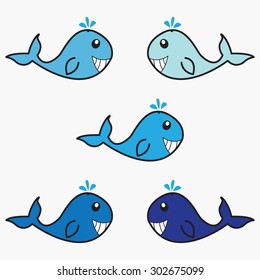 Set of blue whales