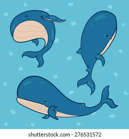 the set of blue whales in different poses