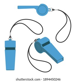 Set of blue whistles vector illustration