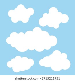 Set of blue and white clouds on a blue background. Realistic background. Isolated black background. Abstract design template. 