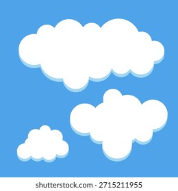 Conjunto de nubes azules y blancas sobre un fondo azul. Trasfondo realista. Fondo negro aislado. Plantilla de diseño Abstractas. 