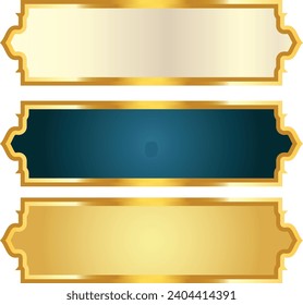 Conjunto de azul y blanco de lujo dorado arábigo patrón de banner arálamico título marco cuadro de texto fondo