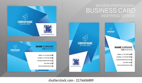 Set von blauen und weißen Modern Corporate Business Card Designvorlagen, Vektorgrafiken10