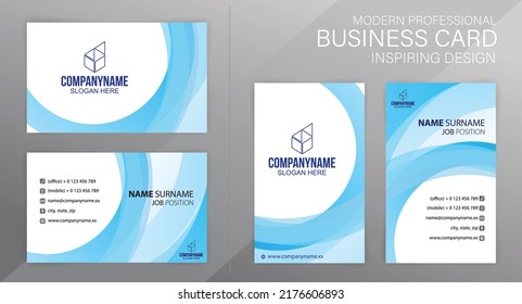 Set of blue and white Modern Corporate Business Card Design Templates, vector eps 10