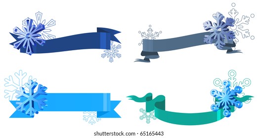 Set of blue winter banners